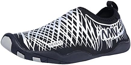 AMVonline Beach Shoes Quick dry Casual Sports Sneakers Slip-on Water Pool Surf Yoga Exercise for Men Women (Men US9, Silver)