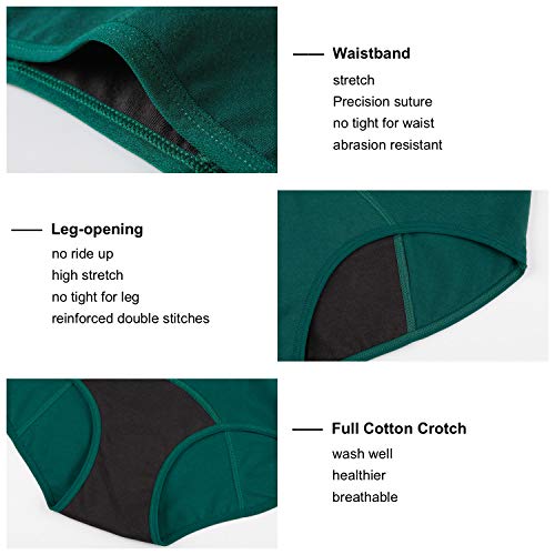 INNERSY Womens Period Underwear Mid Low Waisted Cotton Postpartum