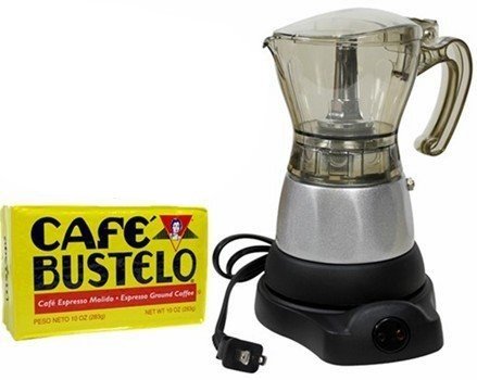 Electric Espresso Coffee Makes 3-6 Cups. 10 oz Bustelo Espresso Coffee Pack Included