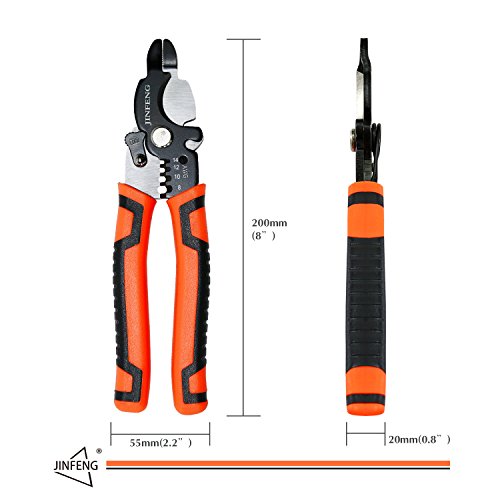 Jinfeng 8 inch Wire Stripper and Wire Cutters,Cable Cutter Multi-function Hand Tool