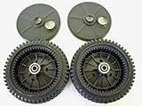 Set of 2, Original FSP Lawn Mower Wheel Kit 193144, Includes 2 Dust Covers # 189403. Has Metal Bushings, Not Plastic.
