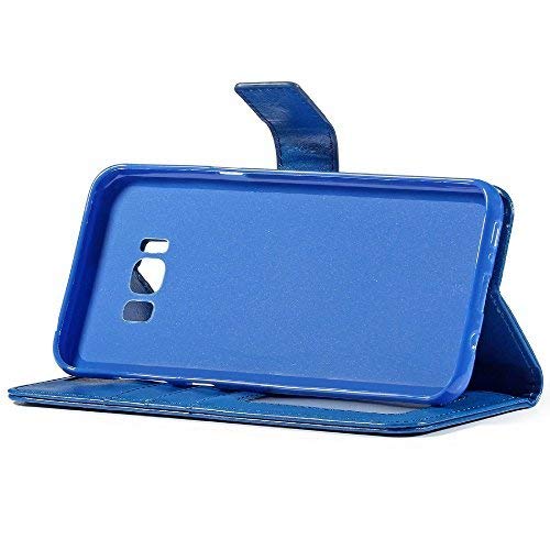 Samsung Galaxy S8 Plus Case, HLCT PU Leather Case, with Soft TPU Protective Bumper, Built-in Kickstand, Cash and Card Pockets (Blue) - Thumbnail 2