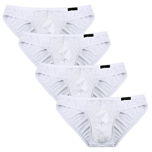 Avidlove Men Underwear Micromodal Bikinis 4 Pack Briefs,White,X-Large