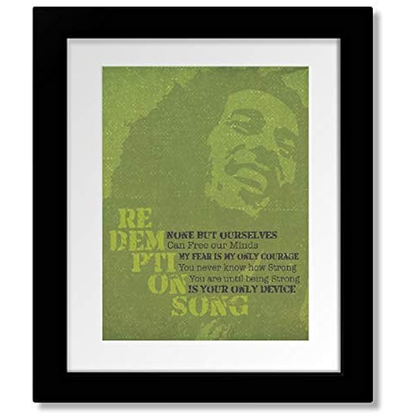 Amazon Com Redemption Song By Bob Marley Print Poster Framed Art Canvas Or Plaque Reggae Music Lyric Illustration Wall Artwork Handmade