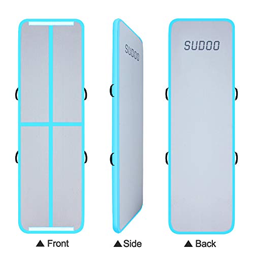 10ft Air Track Floor Tumbling Gym Mat | Airtrack Fitness Flooring Mat | Inflatable Gymnastics Mat | Landing Mat | Exercise Mat | Yoga Martial Arts Mat for Home Outdoor Training Use w/Electric Air Pump