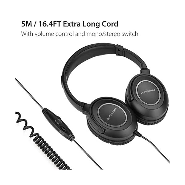 Avantree-HF039-Long-Coiled-Cord-Headphones-for-TV-164-Feet-5M-Extended-Range-Cable-Over-ear-Headphones-35mm-Audio-Output-Stereo-Sound-Headphones-with-Spiral-Coil-Wire-In-line-Volume-Control Avantree HF039 Long Coiled Cord Headphones for TV, 16.4 Feet / 5M Extended Range Cable, Over-ear Headphones, 3.5mm Audio…