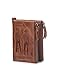 Lareinae Men Genuine Leather Cowhide Zip Wallet Vintage Bifold with Double Zipper Pockets (Brown 1)