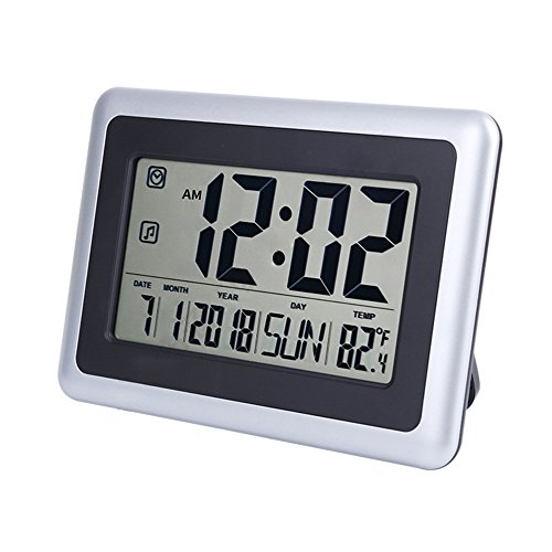 OCEST Digital Alarm Wall Clock Large Display 7.5 LCD Screen with Date Time Indoor Temperature Alarm Function Easiest Set