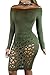 Pretid Women Off Shoulder Burning Hole Hollow Out Flowers Bandage Dress