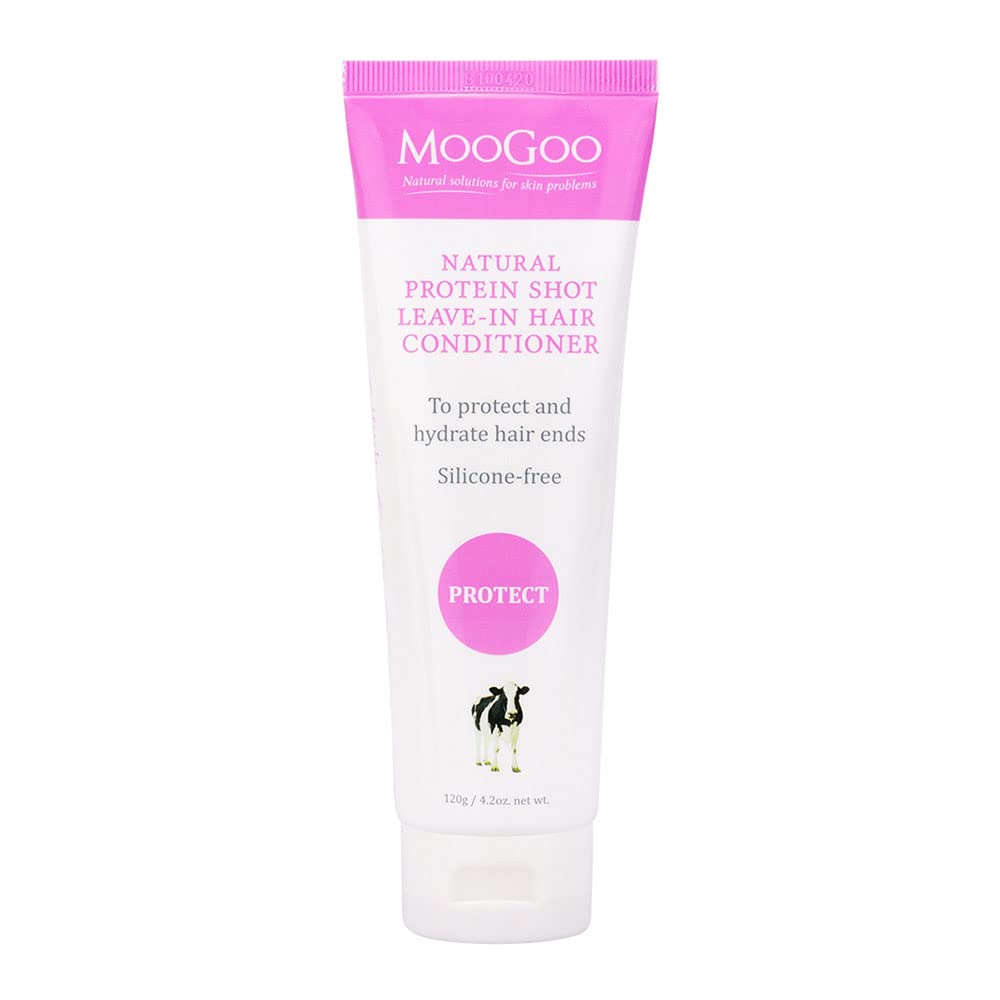 MooGoo Protein Shot Leave-In Conditioner - Silicone-Free Hydrating Treatment for Dry, Frizzy Hair – Protects Ends, Detangles, Natural Formula – 120 g
