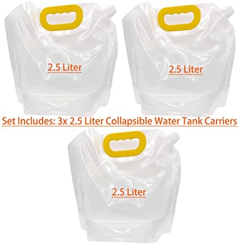 3x 2.5 Litres Collapsible Water Container, BPA Free, Self-standing, Freezable Plastic Water Bag Carrier, Outdoor Folding Water Tank for Sport Camping Riding Mountaineer, Food Grade (3x2.5LWhite)