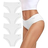 coskefy Womens Underwear Cotton Hipster Panties Soft Stretch Ladies Cheeky Bikini Briefs 4 Pack
