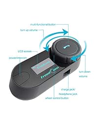 freedconn TCOM SC Casco de motocicleta de comunicación de comunicación auricular bluetooth altavoz para moto equitación esquí 2   3 Riders visualización LCD Full Duplex manos libres BT 800 M 500 M 0.3mi, Negro