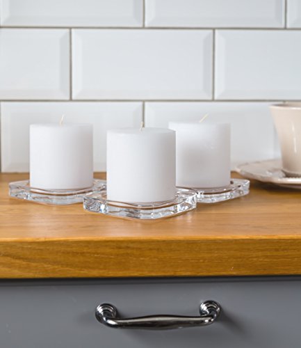 Melt Candle Company Set of 3 White Pillar Candles 3" x 3" Unscented Rustic for Weddings, Home Decoration, Restaurant, Spa, Church - Smokeless and Dripless - Thumbnail 4