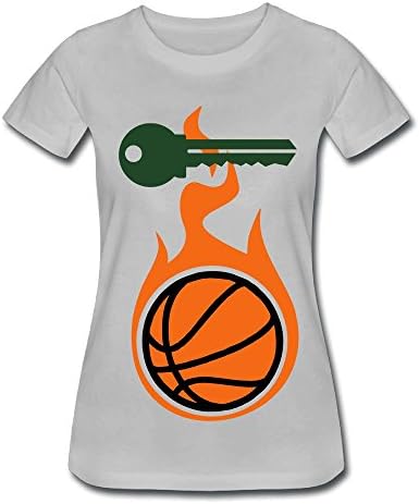 Fengzedid Basketball With Flames Women's Short Sleeve Comfartable T ShirtSize S Color Gray