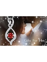 Collar con piedra natal de julio, joyería de rubí rojo, regalos de cumpleaños para mujeres ?? Forever Love ?? Regalos de aniversario infinito para su colgante de plata de ley, plata de ley, P730-GA
