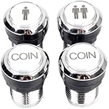 EG Starts Arcade Buttons Chrome Silver Plated 5V / 12V LED Illuminated Push Button 1P / 2P Player Start Buttons / 2x Coin Buttons Compatible MAME / JAMMA / Fighting Games / Arcade Video Games Kit Part