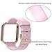 Henoda Compatible with Fitbit Blaze Bands Leather Small Large Strap Smart Fitness Watch Band Women Men (6. A Pink Band and Rose Gold Frame, Small: 5.7