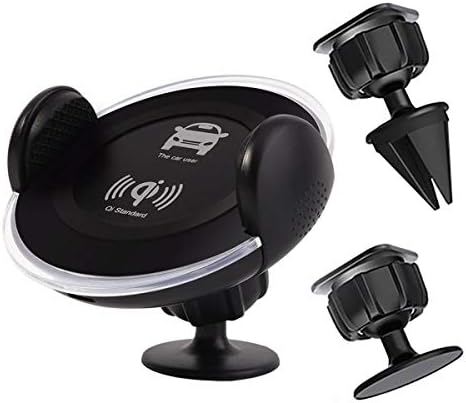 Wireless Car Charger, Qi Fast Wireless Car Charger Infrared Sensor Auto Clamp Phone Holder Car Vent Mount Compatible with Galaxy s10/s9/s9 /s8/s8 /S7, Compatible for iPhone XS/XS Max/XR/X/8,Black