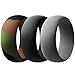Silicone Wedding Ring For Men By AVEN - 4 Pack - Designed for Safety, Comfort, Athletic Lifestyle - Black, Gray, Silvery, Camo, Navy Blue, Burgundy Red, Forest Green