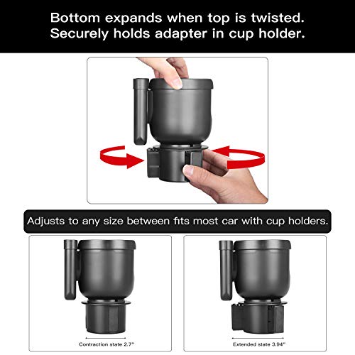 Roinaee Car Cup Holder Expander Adapter with Adjustable Base, 2in1