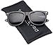 Reflective Revo Color Lens Large Horn Rimmed Style Sunglasses (Polarized - Black, 51)