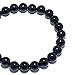 Natural Genuine Black Onyx Beads, maxin Bling Jewelry 8MM Semi-Precious Gemstones elastic Bracelet,Unisex