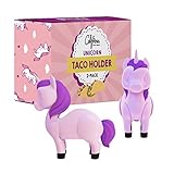 Unicorn Taco Holder for Kids, Set of 2 Taco Holder Stands, Fun Taco Holders for Girls, Hard/Soft Taco Holder, Cute Kids Taco Plates, Novelty Taco Holder in Pink Unicorn Design, Taco Tuesday Serveware