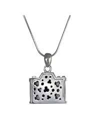 pammyj Silvertone cámara en miniatura colgante Crystal Stud Collar, 18"