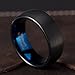 TUSEN JEWELRY 8mm Wedding Band Dark Blue Polished and Black Dome Brushed Finish Comfort Fit Tungsten Ring