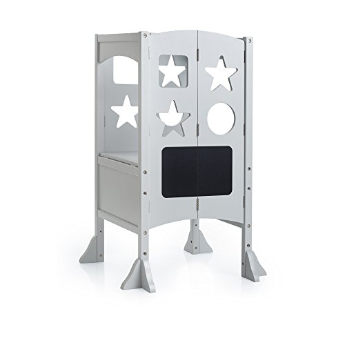 image for Guidecraft Classic Kitchen Helper Stool - Gray W/Keeper and Non-Slip M