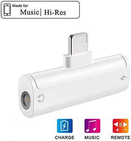 Headphones Adapter for iPhone X Earphone 3.5mm Jack AUX Audio Adaptor Splitter for iPhone 8/8Plus/7/7Plus/X/XS max Music & Charge Dongle Headset Extension Cable Convertor Accessories Support iOS 12