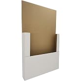 CH-BOX 50 Pack Vinyl Record Shipping Mailing Box Mailers, 12.5" x 12.5" x 2", Perfect for 12-inch Lp Album, Height Adjustable Cardboard, White (EM1212)