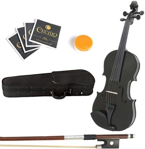Mendini 12-Inch MA-Black Solid Wood Viola with Case, Bow, Rosin, Bridge and Strings