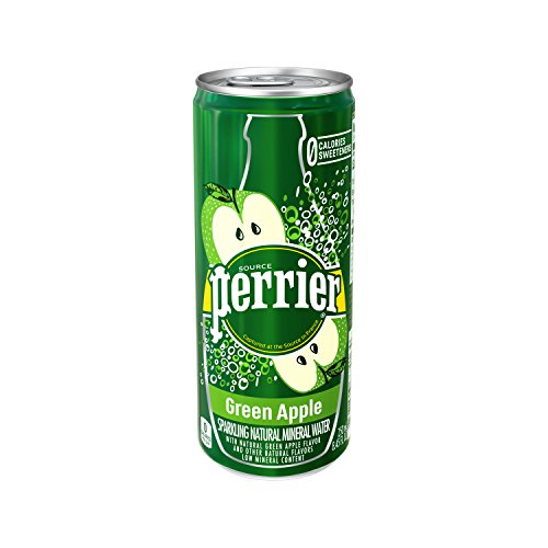 Perrier Sparkling Natural Mineral Water, Green Apple, 8.45 Ounce (Pack of 30)