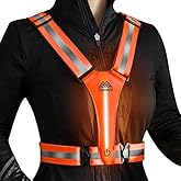 LED Reflective Vest Safety Gear, Light Up Vest for Night Walking Cycling, High Visibility Running Vest with Reflective Strips