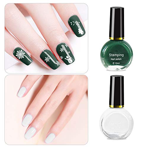 Ownest 6 Colors Nail Art Stamping Polish Kit,Colourful Manicuring Plate Printing Polish Varnish 10ML,with 2 Manicure Nail Stamping Design Plates,1 Clear Nail Stamper - Thumbnail 5