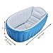 【Upgraded】Baby Inflatable Bathtub with Air Pump, FLYMEI Portable Infant Toddler Non Slip Bathing Tub Travel Bathtub Mini Air Swimming Pool Kids Thick Foldable Shower Basin (Blue)