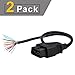 iKKEGOL Pack of 2 16 Pin J1962 OBD2 OBD-II Male Connector to Open Plug Wire, OBD Diagnostic Extension Cable Pigtail for DIY x 2 (60cm 24
