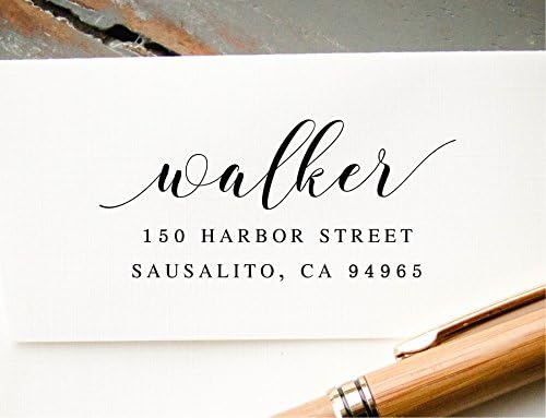 Custom Return Address Stamp, Self-Inking Brush Calligraphy Font Address Stamp, Pre-Inked Custom Rubber Stamp, Wedding Invitation Stamp, Save the Date Stamp