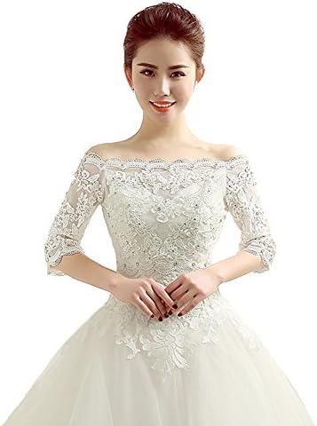 Angel Formal Dresses Women's Off The Shoulder Lace Bridal Bolero Jacket (18)