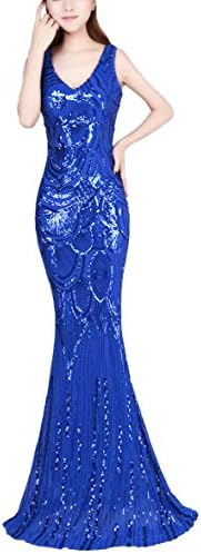 Chowsir Women Sexy Elegant Slim Sequin Cocktail Party Evening Long Dress