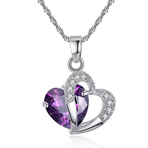Doyime Silver Amethyst Purple Heart Crystal Pendant Necklace Buy Online In India At Desertcart In Productid