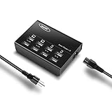 Bototek 8-Port USB Charger Station Fast Desktop Charging Dock for Smartphones, Tablets & Other Gadgets with Multi Devices - Black