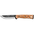 TOPS Knives Fieldcraft 3.5 Full Tang Fixed Blade- Black Traction Coating Blade Finish- Black Kydex Sheath w/Rotating Spring Steel Clip (Tan Canvas Micarta Handle)