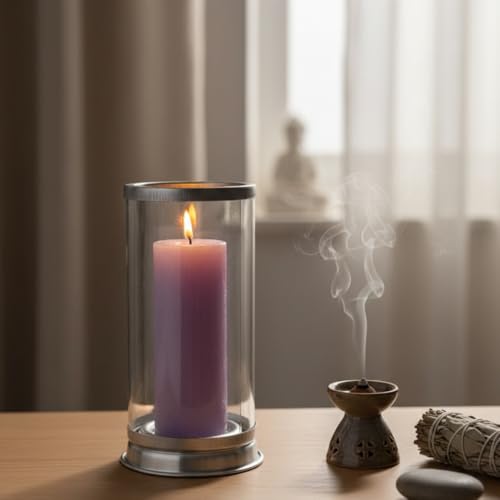 Suporte Porta Vela de 7 Dias em Vidro e Alumínio – Estrutura Segura e Design Funcional para Iluminação