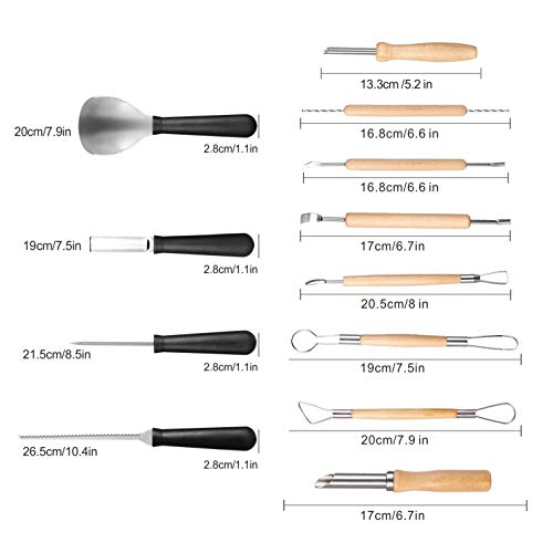 Juboury Pumpkin Carving Tools Kit, 12 Piece Professional Heavy Duty Stainless Steel Carving Tools for Pumpkin Halloween Decoration Jack-O-Lantern - Thumbnail 3