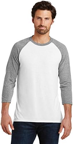 Threaded Sports Men's Baseball Crew Neck Cotton 3/4 Sleeve Essential Raglan T-Shirts Grey/White L Apparel