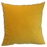 Yellow Solid Color Flocking Velvet 100% Polyester Throw Pillow Covers Pillowcase Sham Decor Cushion Slipcovers Square 19x19 Inch