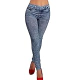 Lookatool Women's Denim Snowflake Skinny Stretch Pants Soft Tights Leggings